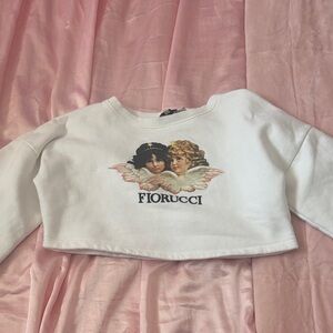 Fiorucci White Angel Print crop top small